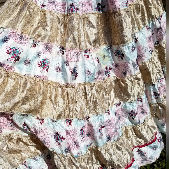 Vintage Silk bohemian skirt/dress, M Champagne - Picture 2 of 11